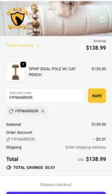 FIPWARRIOR coupon verification screenshot