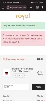 IG10 coupon verification screenshot
