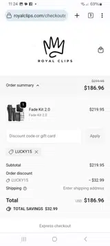 LUCKY15 coupon verification screenshot