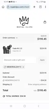 MEMORIALDAY15 coupon verification screenshot