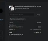 LOVEROYALEQUESTRIAN coupon verification screenshot