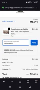 Freeshipping coupon verification screenshot
