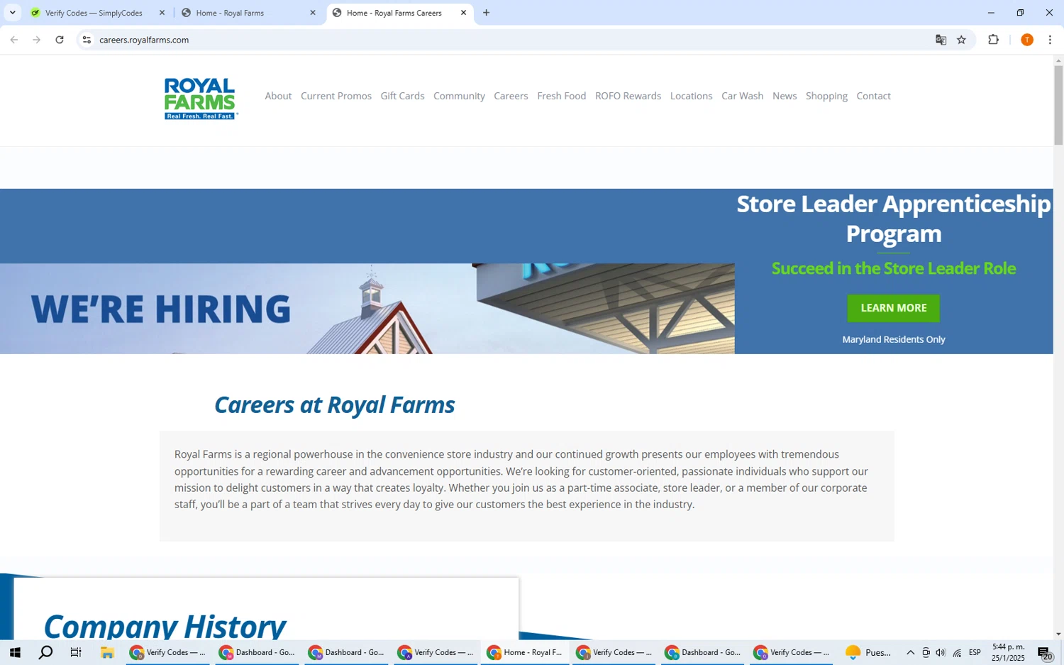 Royal Farms checkout page showing Royal Farms coupon code box | Screenshot taken by SimplyCodes community member on Jan 25, 2025