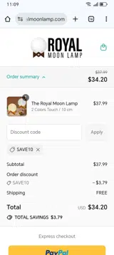 SAVE10 coupon verification screenshot