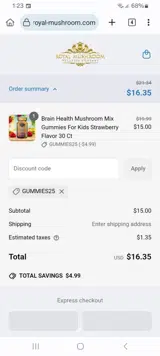 GUMMIES25 coupon verification screenshot