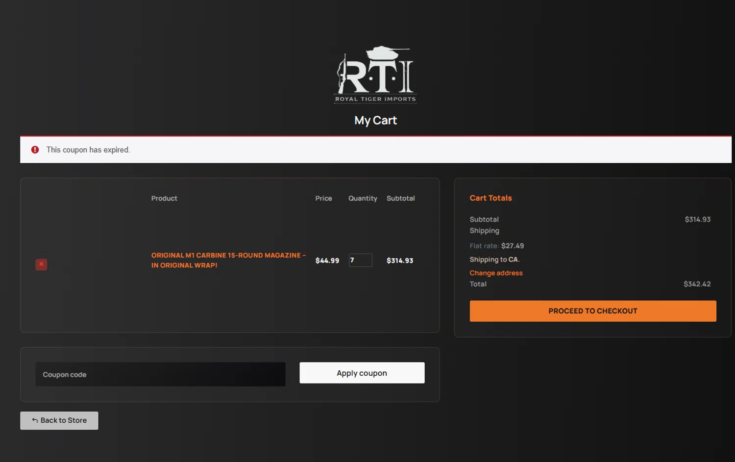 Royal Tiger Imports coupon code screenshot showing code FREESHIPPING300 applied at Royal Tiger Imports checkout page. Uploaded by SimplyCodes community member Kaylaytone on Jun 15, 2025