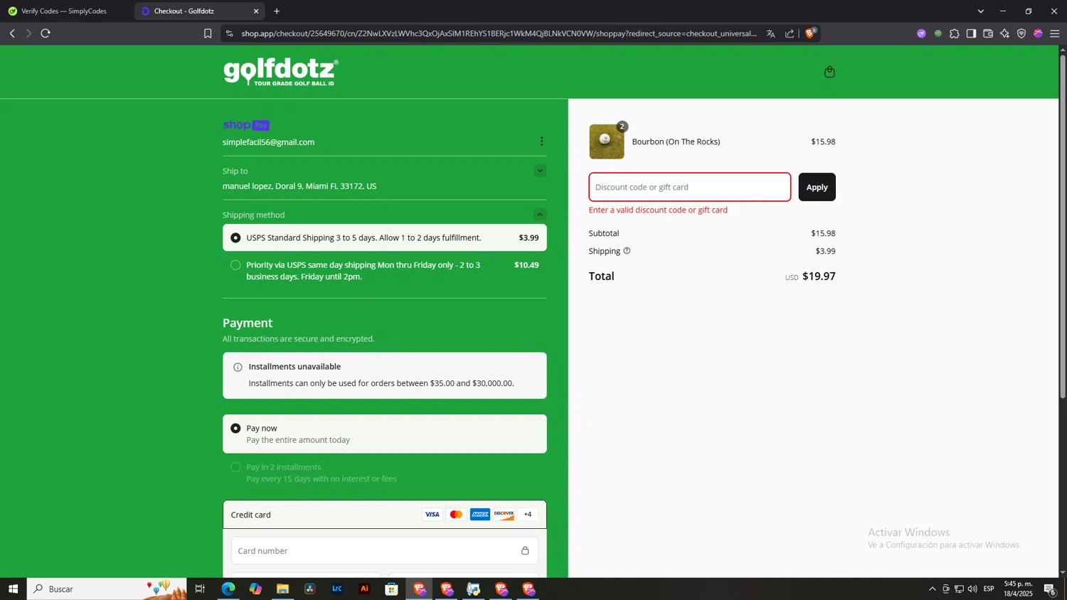 Royal Tiger Imports checkout page showing Royal Tiger Imports coupon code box | Screenshot taken by SimplyCodes community member on Apr 19, 2025