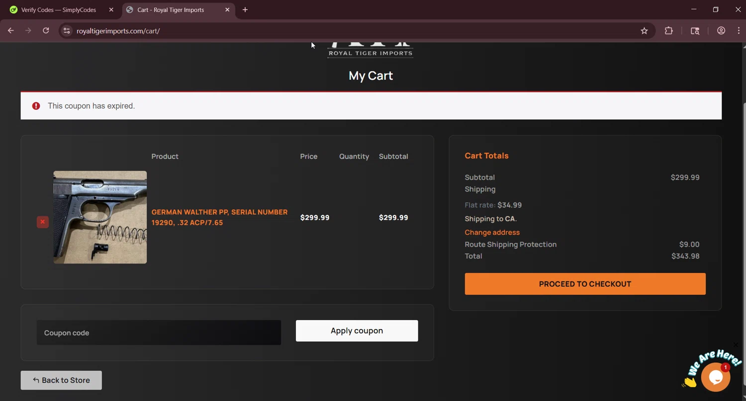 Royal Tiger Imports coupon code screenshot showing code LABOUR10 applied at Royal Tiger Imports checkout page. Uploaded by SimplyCodes community member LuckyNavigator1490 on Sep 19, 2025