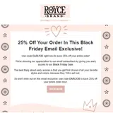 Royce Brand coupon verification screenshot