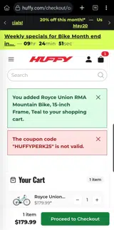 Royce Union coupon verification screenshot