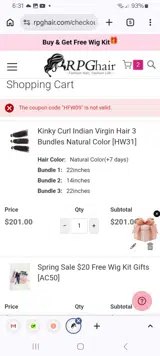 HFW09 coupon verification screenshot