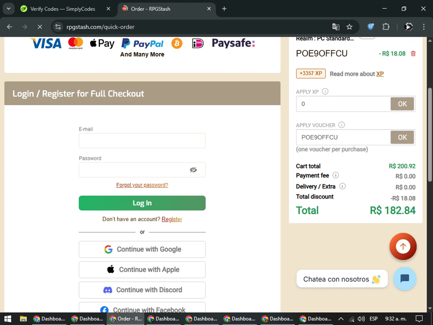 RPGStash checkout page showing RPGStash promo code box | Screenshot taken by SimplyCodes community member on Feb 3, 2026