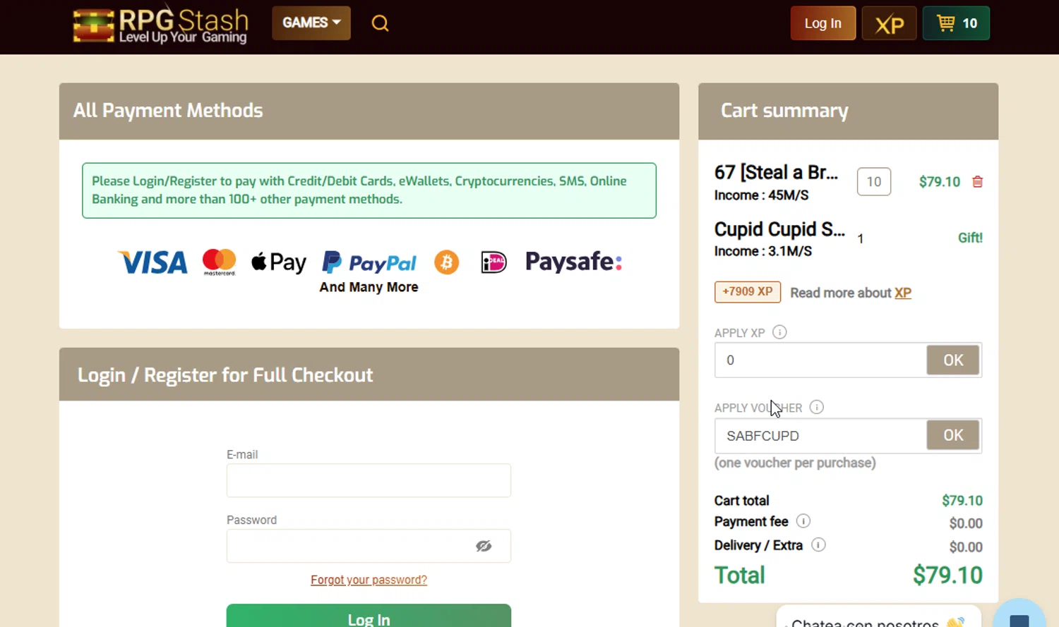 RPGStash checkout page showing RPGStash promo code box | Screenshot taken by SimplyCodes community member on Feb 14, 2026