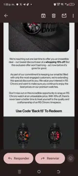 Back15 coupon verification screenshot