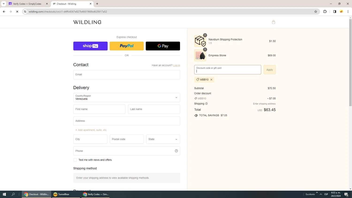 rē•spin by Halle Berry checkout page showing rē•spin by Halle Berry promo code box | Screenshot taken by SimplyCodes community member on Feb 24, 2024