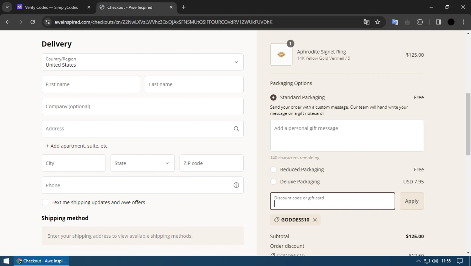 rē•spin by Halle Berry checkout page showing rē•spin by Halle Berry promo code box | Screenshot taken by SimplyCodes community member on Mar 24, 2024