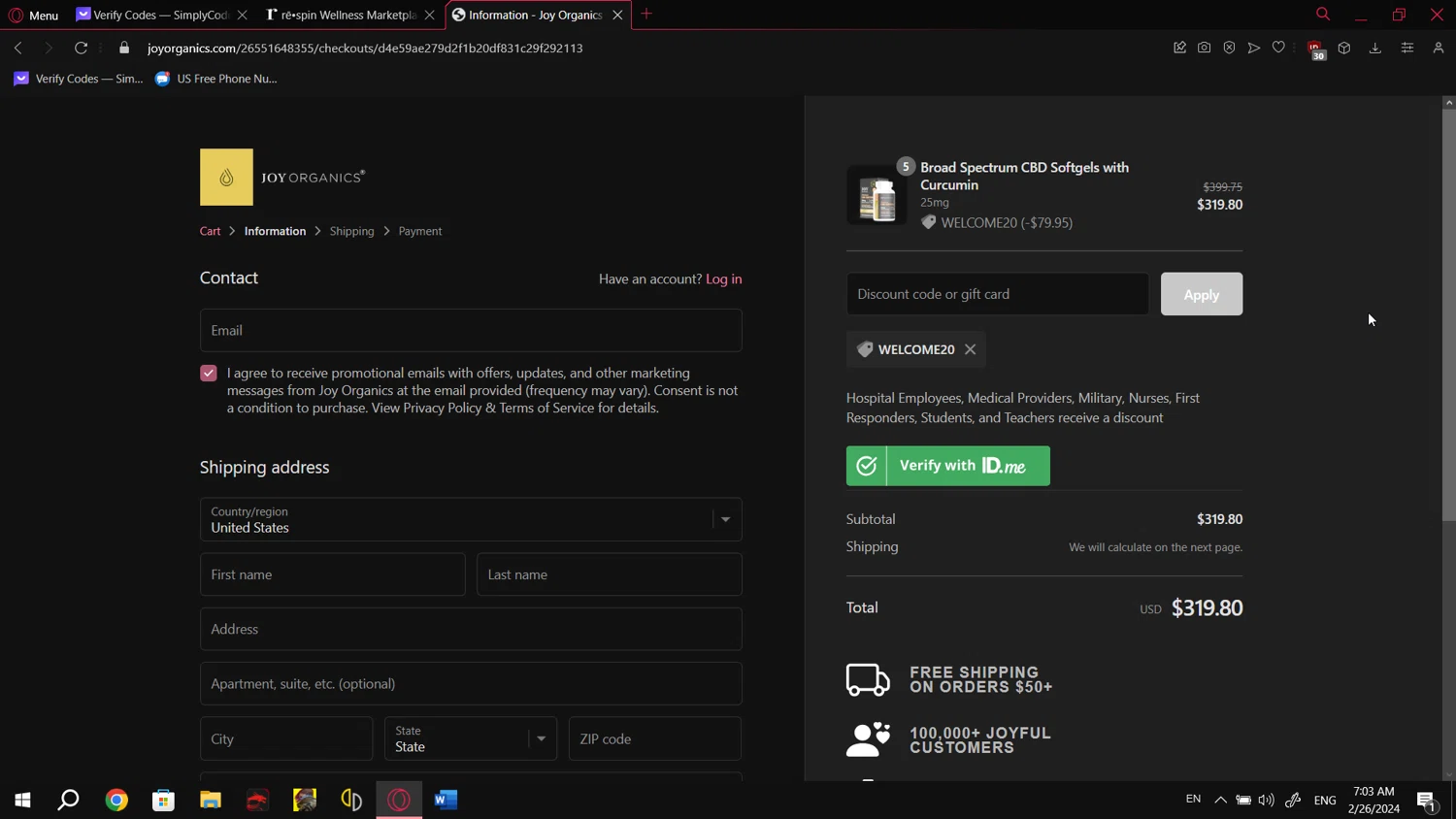 rē•spin by Halle Berry checkout page showing rē•spin by Halle Berry promo code box | Screenshot taken by SimplyCodes community member on Feb 26, 2024