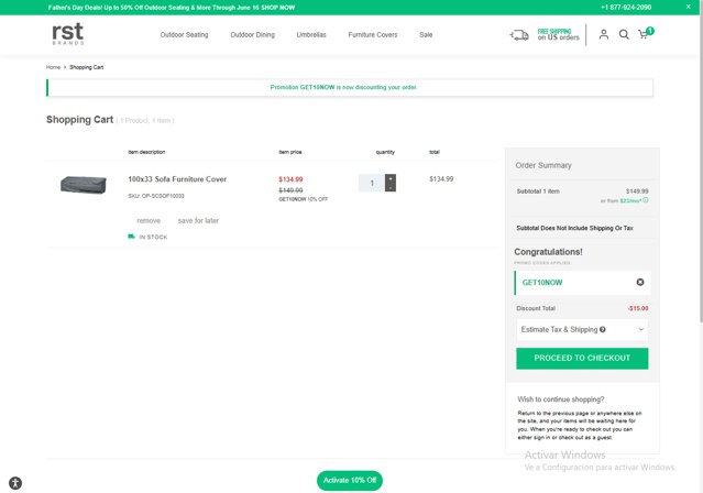 RST Brands checkout page showing RST Brands coupon code box | Screenshot taken by SimplyCodes community member on Jun 10, 2025
