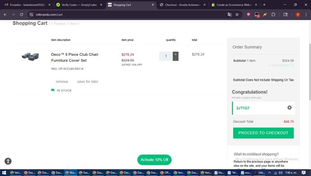 RST Brands checkout page showing RST Brands coupon code box | Screenshot taken by SimplyCodes community member on Jul 26, 2025