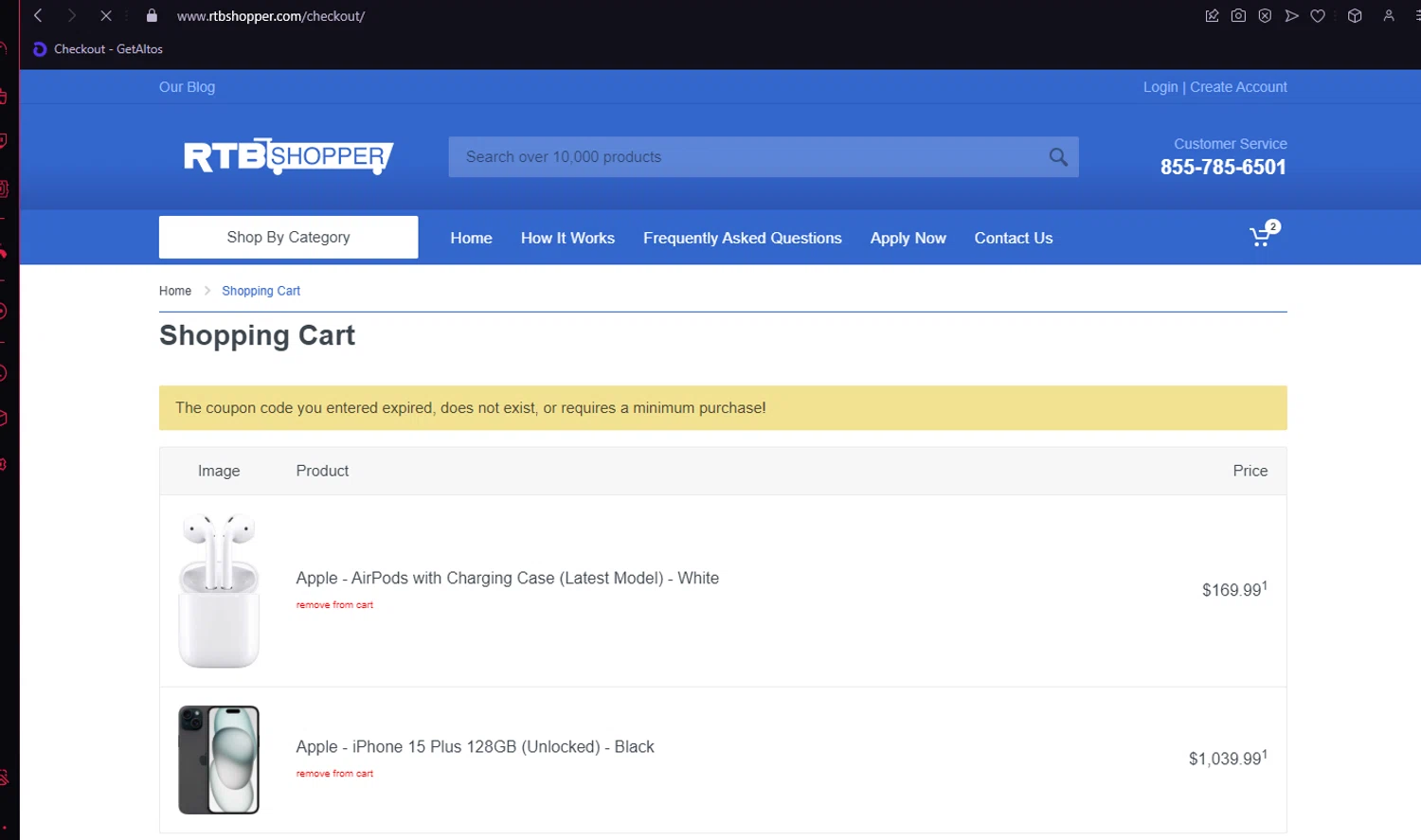 RTBShopper coupon code screenshot showing code GET50 applied at RTBShopper checkout page. Uploaded by SimplyCodes community member BitPay on Jan 17, 2025