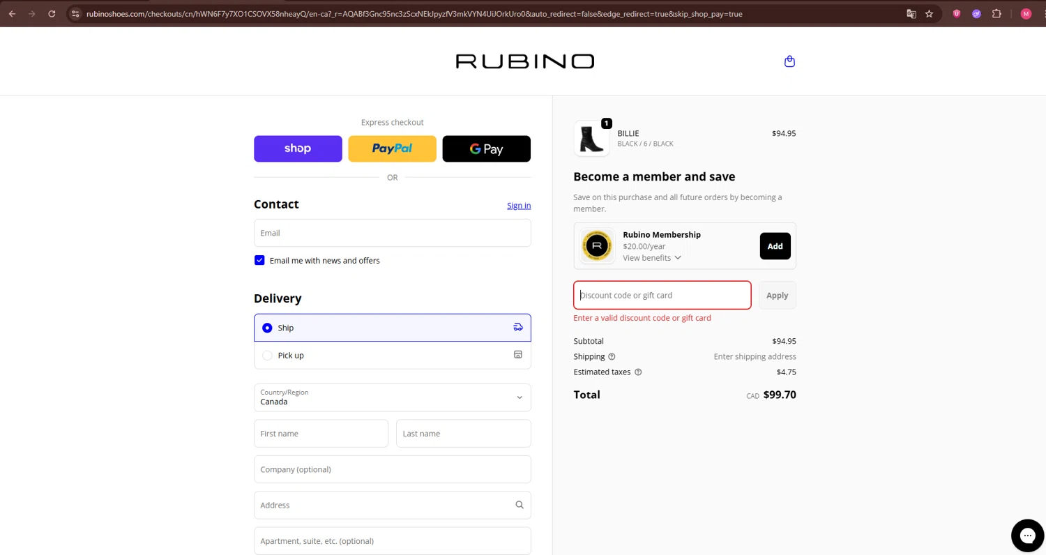 Rubino promo code screenshot showing code Cm20 applied at Rubino checkout page. Uploaded by SimplyCodes community member WiseGuardian9582 on Dec 9, 2025