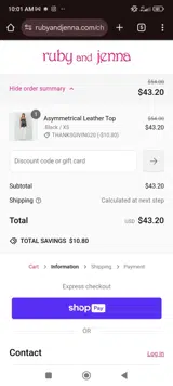 THANKSGIVING20 coupon verification screenshot