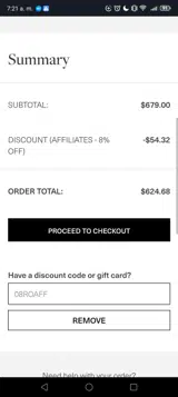 08ROAFF coupon verification screenshot