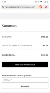 RO06AFF coupon verification screenshot