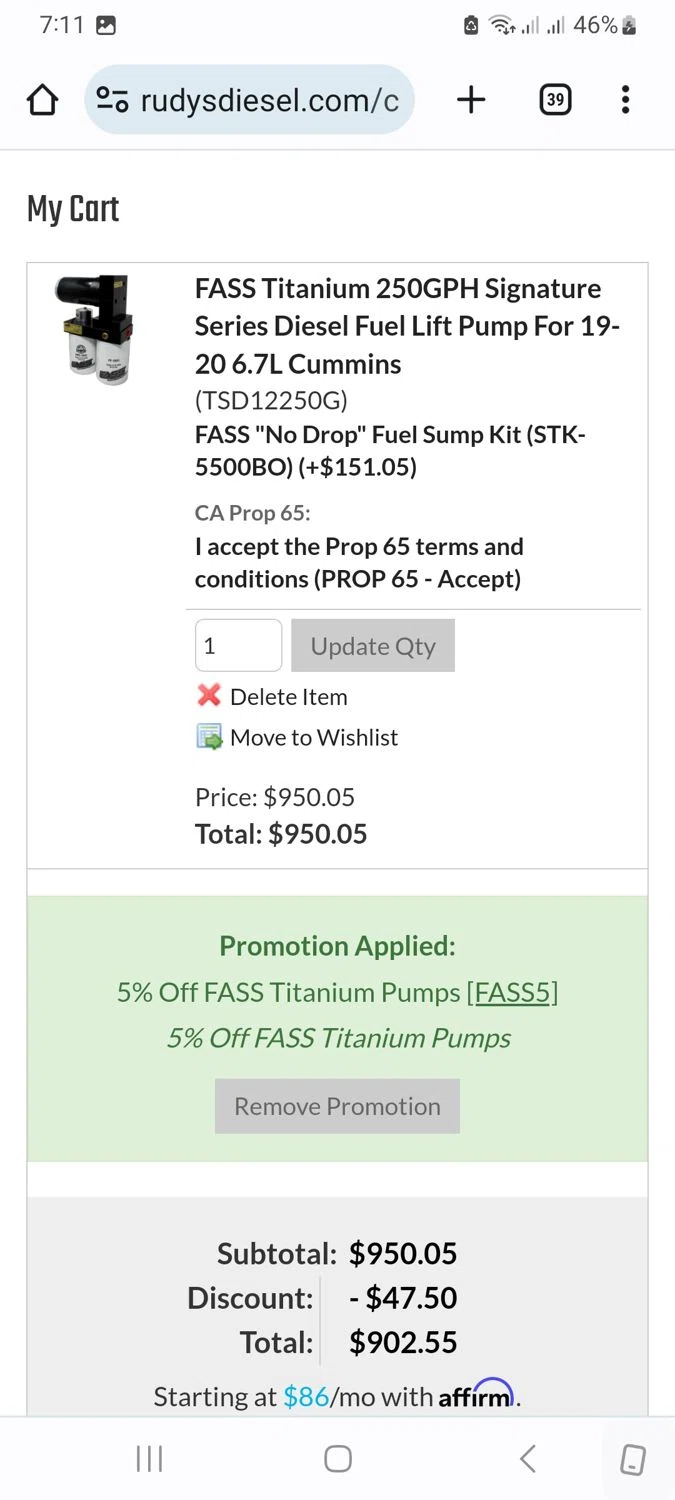 where to use Rudy's Diesel promo code box