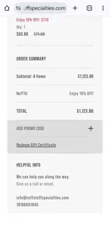 NEFF10 coupon verification screenshot