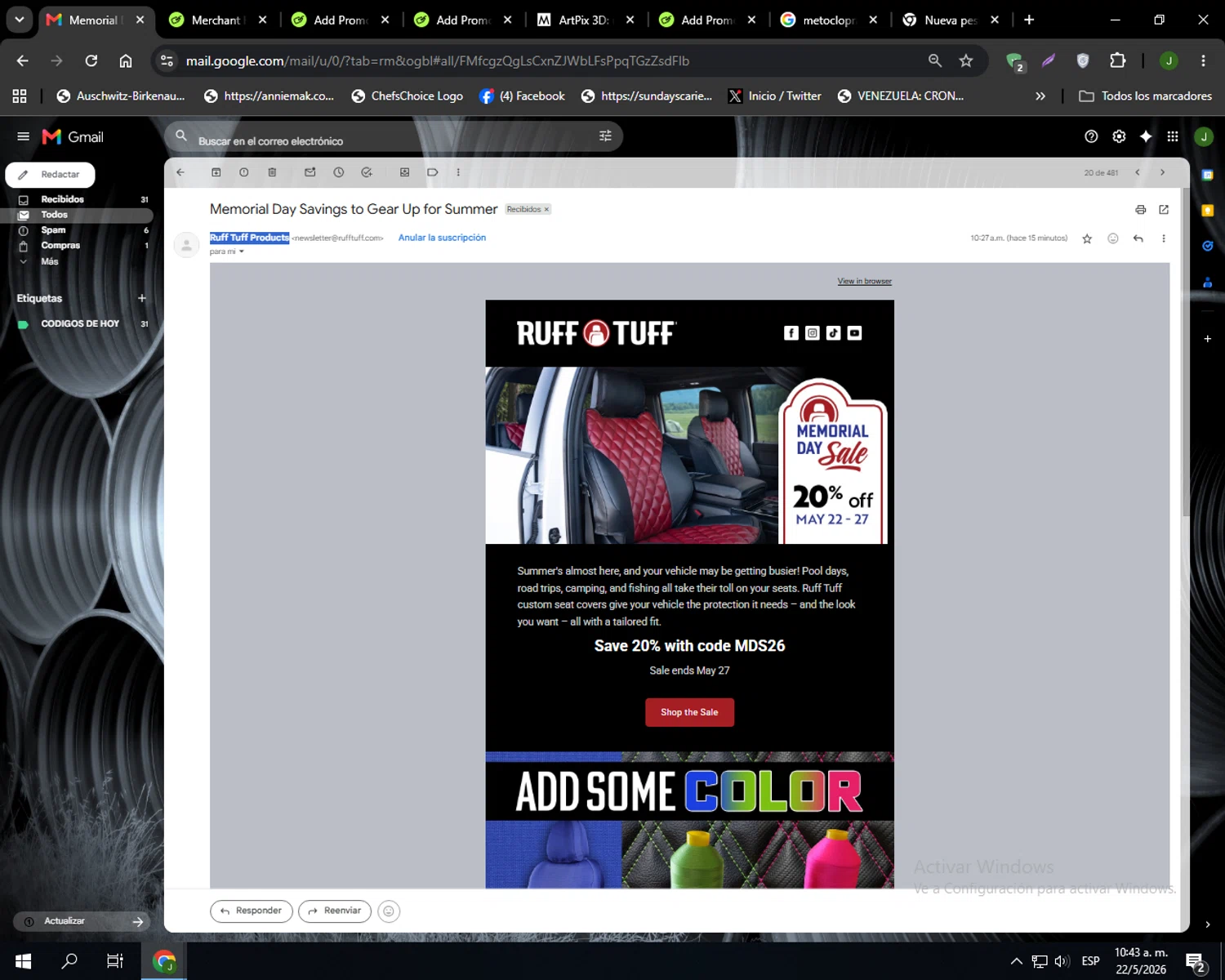Ruff Tuff promo code screenshot showing code MDS26 applied at Ruff Tuff checkout page. Uploaded by SimplyCodes community member Codehunter on May 22, 2026
