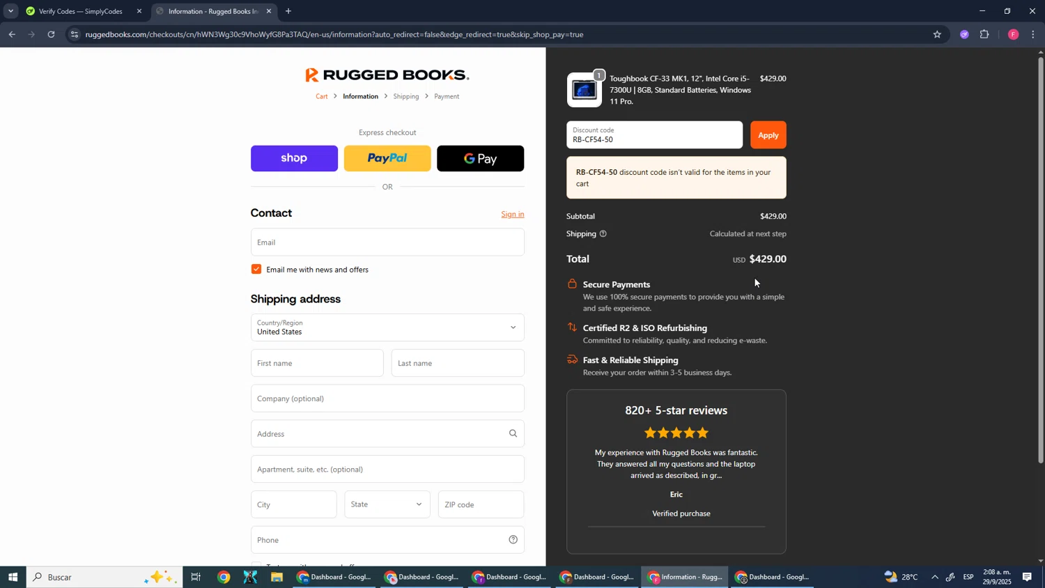 Rugged Books checkout page showing Rugged Books discount code box | Screenshot taken by SimplyCodes community member on Sep 29, 2025