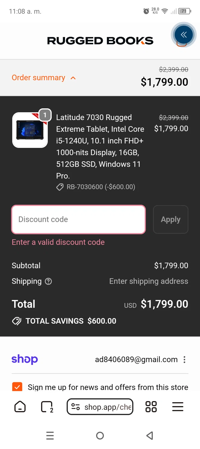Rugged Books discount code screenshot showing code Coupon$200USD applied at Rugged Books checkout page. Uploaded by SimplyCodes community member AnthonyGuapeton94 on Oct 23, 2025