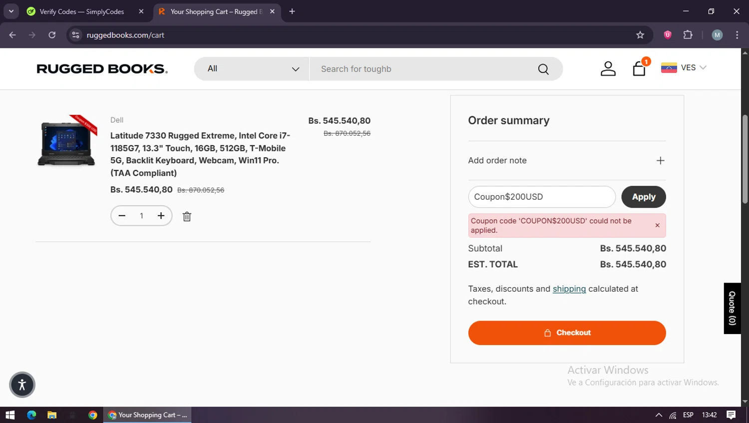 Rugged Books discount code screenshot showing code Coupon$200USD applied at Rugged Books checkout page. Uploaded by SimplyCodes community member maraxo on Oct 23, 2025