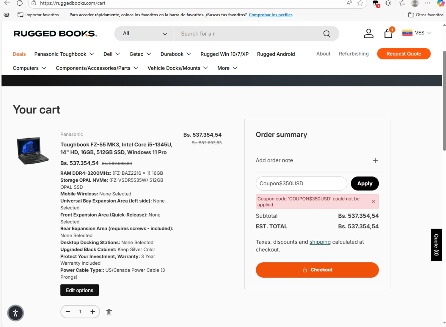 Rugged Books discount code screenshot showing code Coupon$350USD applied at Rugged Books checkout page. Uploaded by SimplyCodes community member NobleLion9913 on Oct 23, 2025