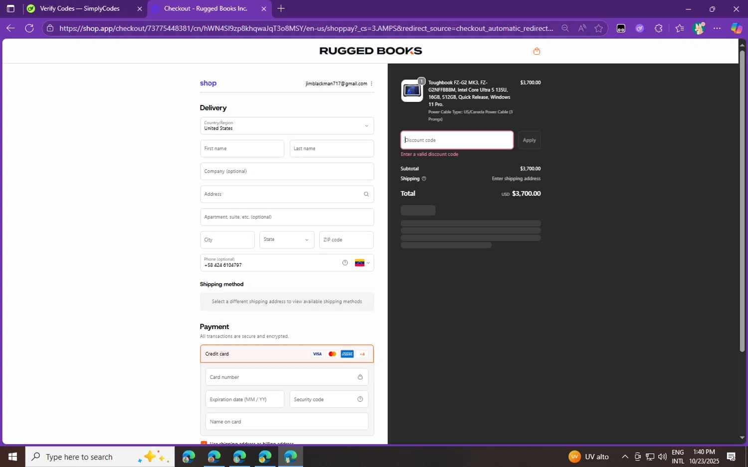 Rugged Books discount code screenshot showing code Coupon$600USD applied at Rugged Books checkout page. Uploaded by SimplyCodes community member fghfgefds2 on Oct 23, 2025