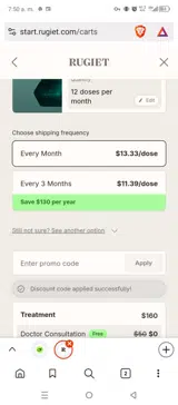 CART20 coupon verification screenshot