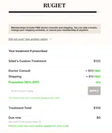 RUGIET10 coupon verification screenshot