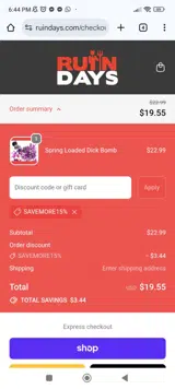 SAVEMORE15% coupon verification screenshot