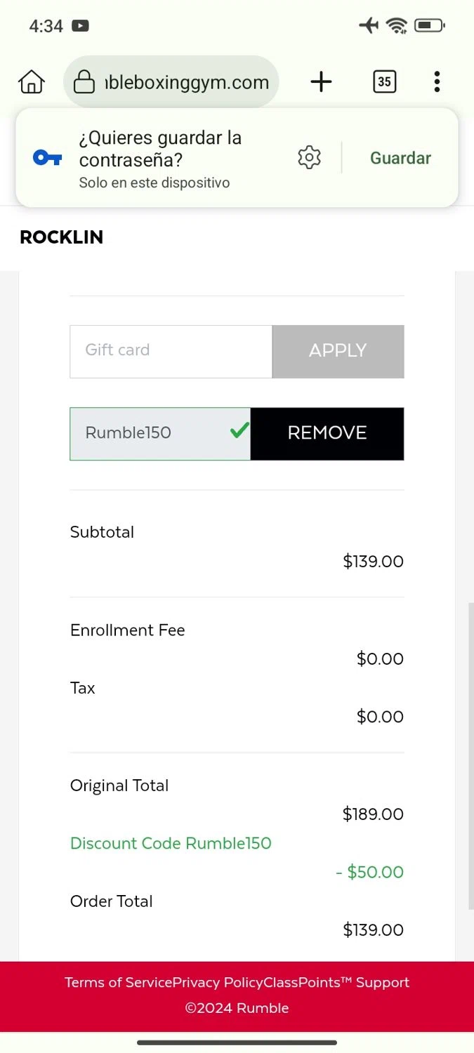 Rumble checkout page showing Rumble promo code box | Screenshot taken by SimplyCodes community member on Dec 16, 2024