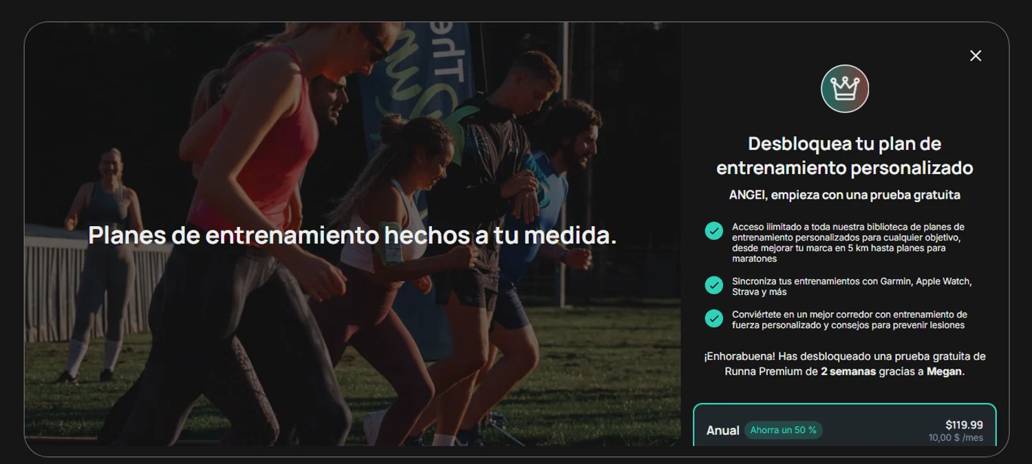 Runna discount code screenshot showing code MEG applied at Runna checkout page. Uploaded by SimplyCodes community member shark12 on Oct 19, 2025