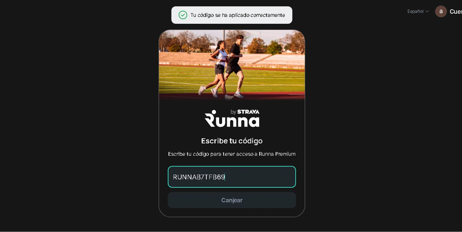 Runna discount code screenshot showing code RUNNAB7TFB69 applied at Runna checkout page. Uploaded by SimplyCodes community member shark12 on Dec 10, 2025