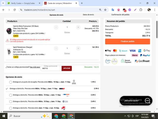 RunnerINN checkout page showing RunnerINN promo code box | Screenshot taken by SimplyCodes community member on Sep 4, 2025