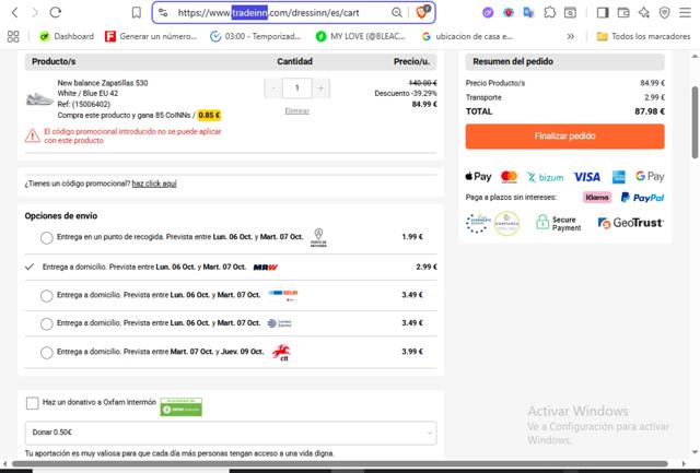 RunnerINN checkout page showing RunnerINN promo code box | Screenshot taken by SimplyCodes community member on Oct 3, 2025