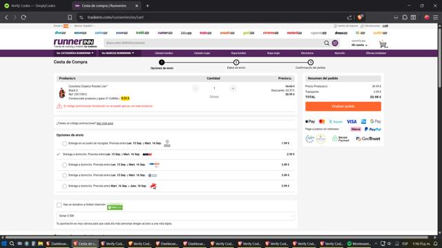 RunnerINN checkout page showing RunnerINN promo code box | Screenshot taken by SimplyCodes community member on Sep 11, 2025