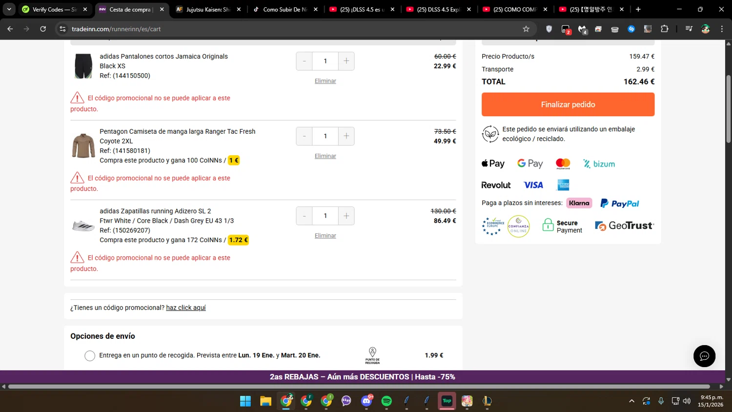 RunnerINN checkout page showing RunnerINN promo code box | Screenshot taken by SimplyCodes community member on Jan 16, 2026