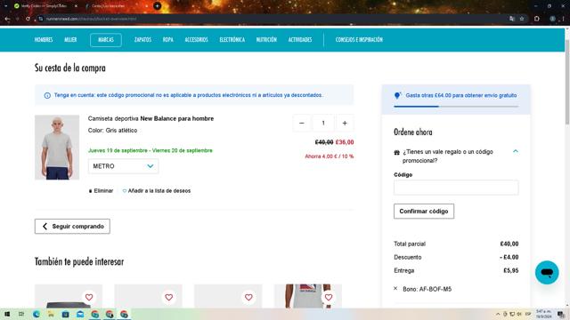 Runners Need checkout page showing Runners Need discount code box | Screenshot taken by SimplyCodes community member on Sep 18, 2024