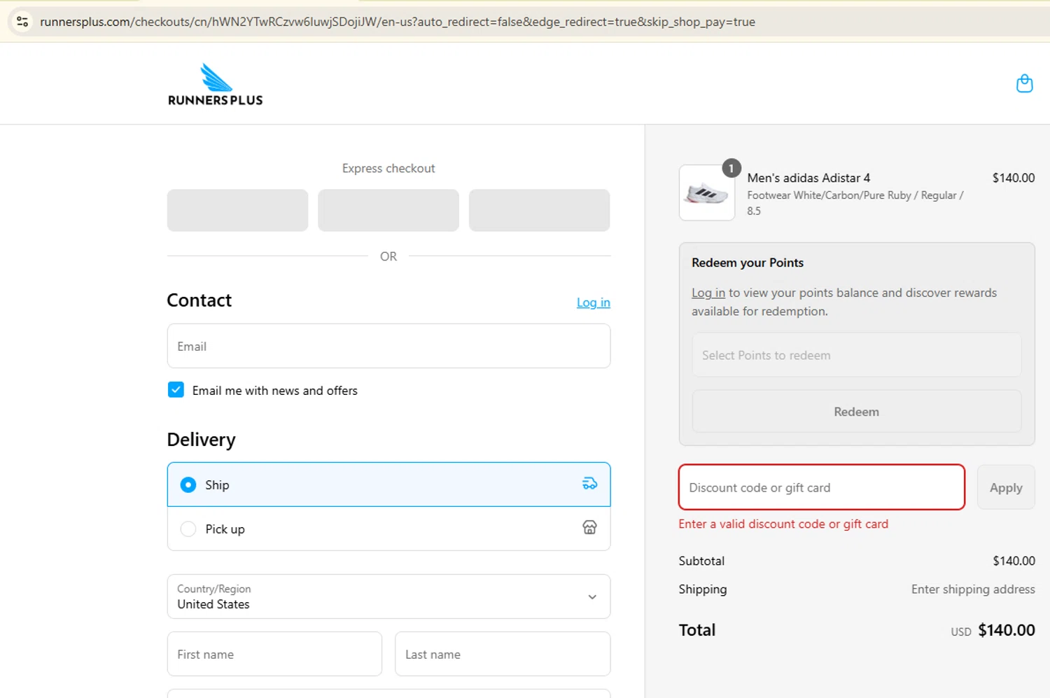 Runners Plus coupon code screenshot showing code ONLINE15 applied at Runners Plus checkout page. Uploaded by SimplyCodes community member Samugl21 on Sep 3, 2025