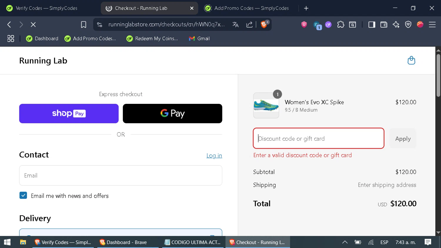Running Lab discount code screenshot showing code 6MOREWEEKS applied at Running Lab checkout page. Uploaded by SimplyCodes community member WonderFox6469 on Jul 20, 2025