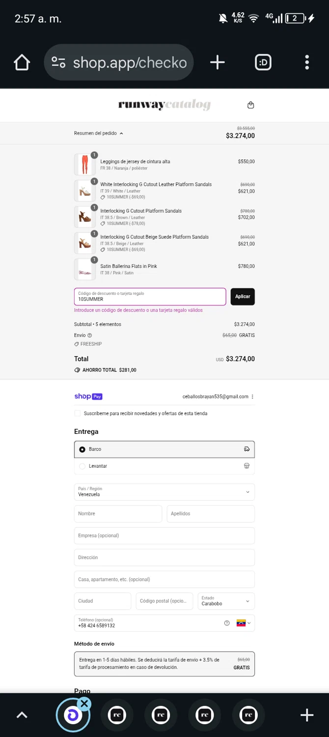 Runway Catalog promo code screenshot showing code 10SUMMER applied at Runway Catalog checkout page. Uploaded by SimplyCodes community member Bernado on Jul 27, 2025